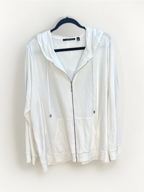Cyrus White Zip-Up Hoodie Sweater